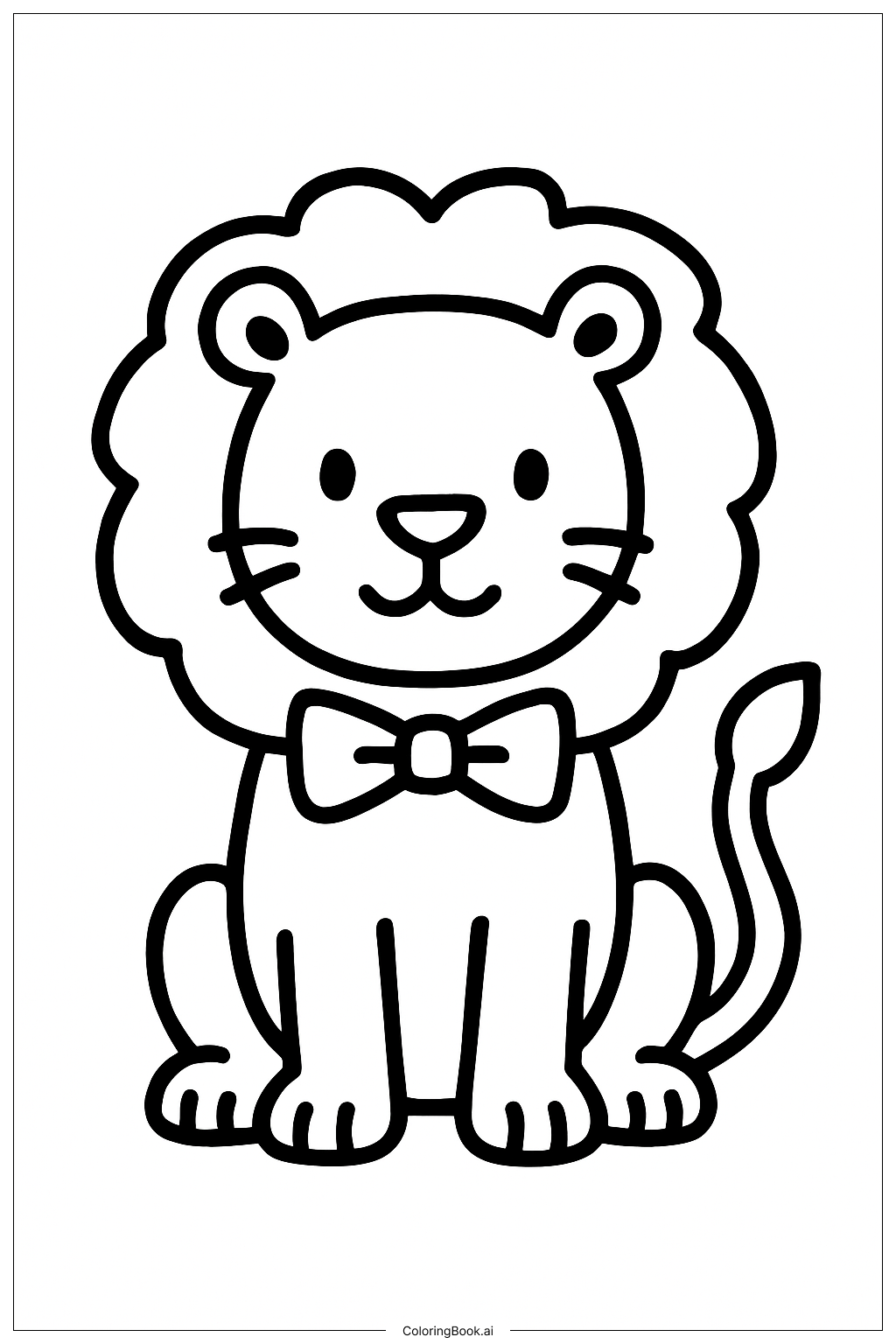  Lion With Bow Tie Coloring Page 
