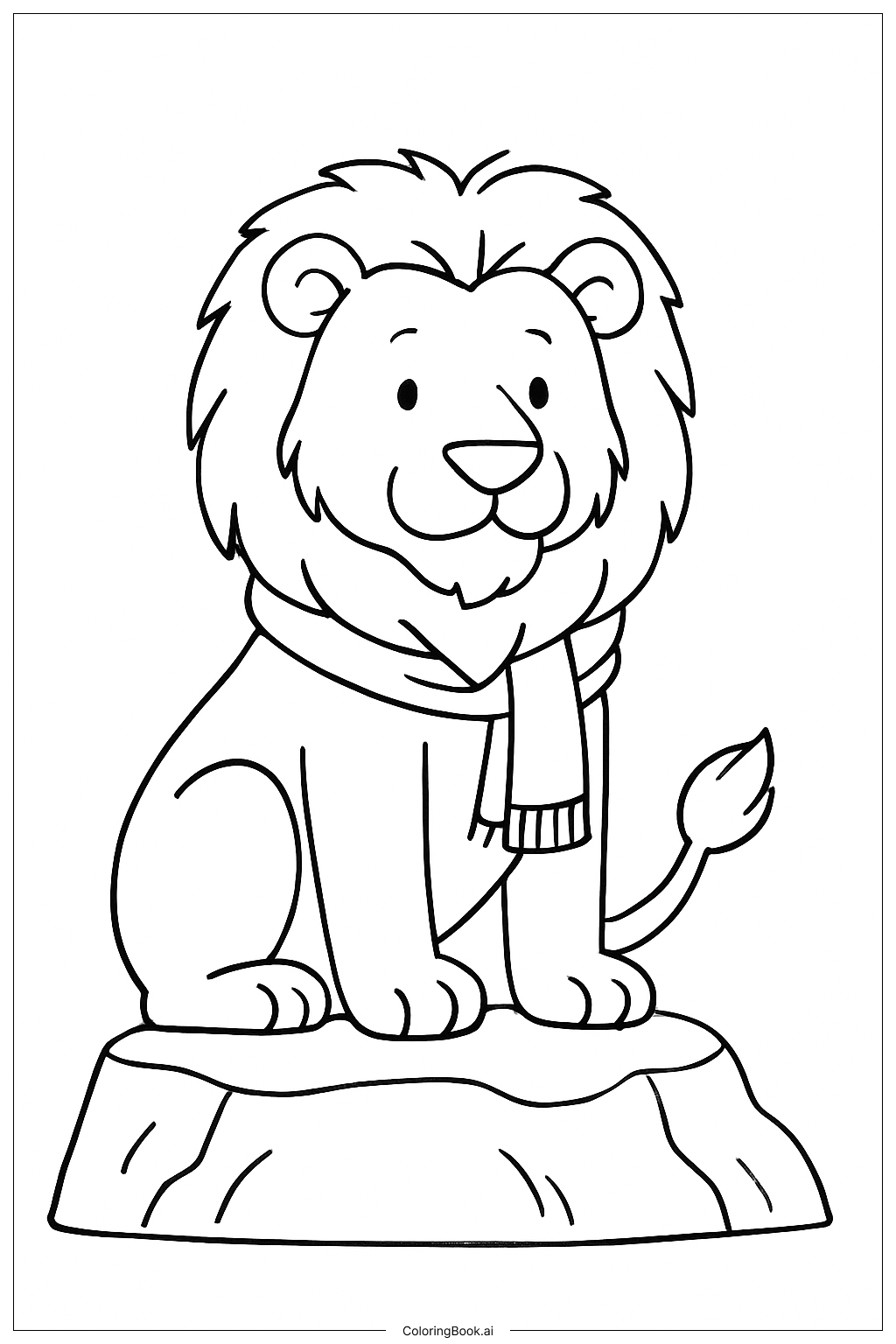  Lion With Scarf Coloring Page 