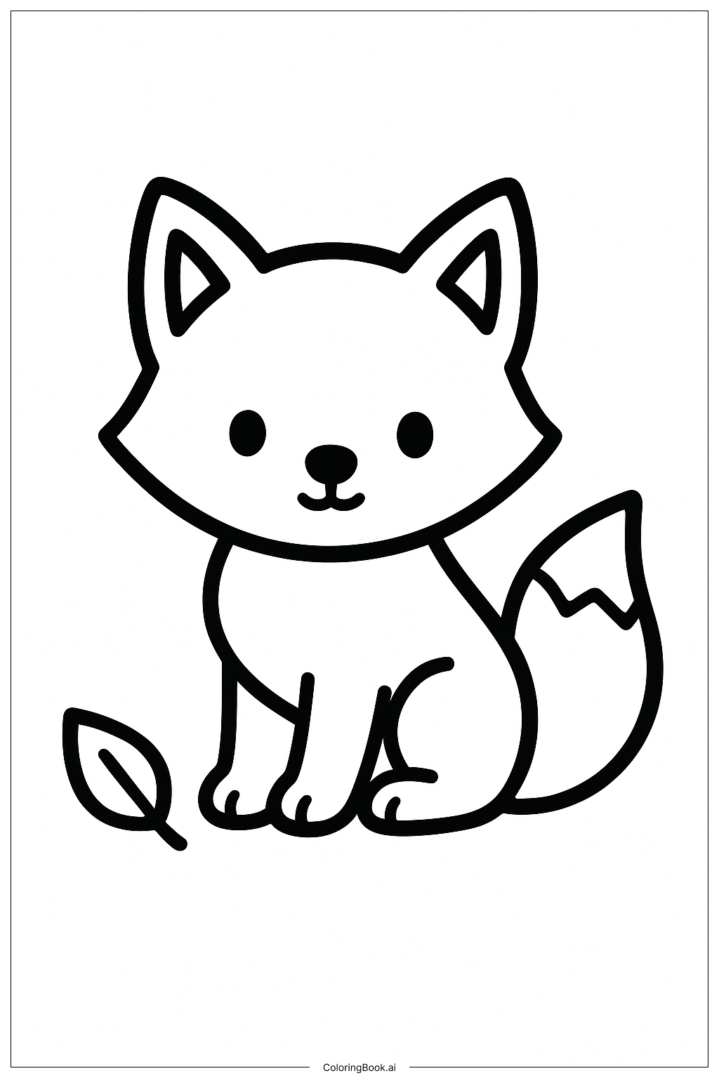 Página para colorir de Pequeno Raposo Folhas de Outono