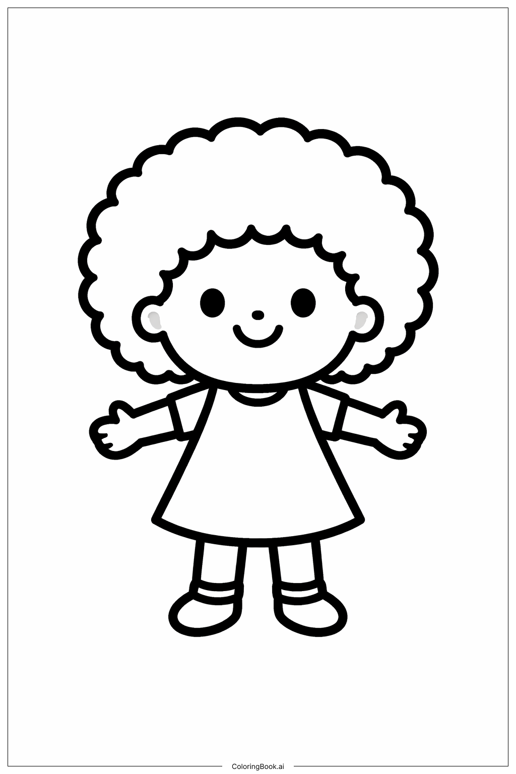  Page de coloriage Petite fille avec afro Mois de l'histoire des Noirs 