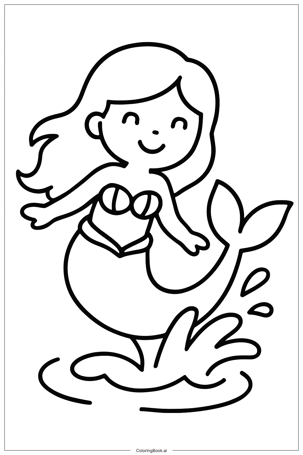  Página para colorear de Cola Salpicante de la Sirenita 