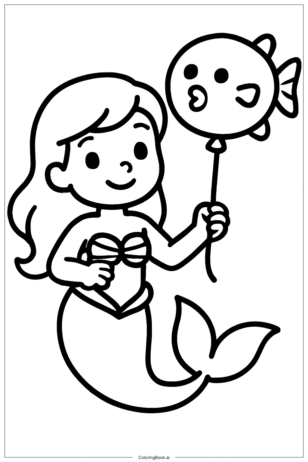  Página para colorear de La Sirenita con Pez Globo 