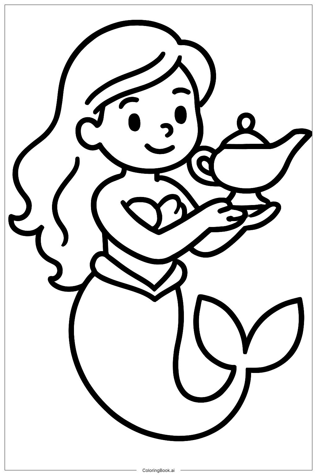  Página para colorear de La Sirenita con Lámpara 