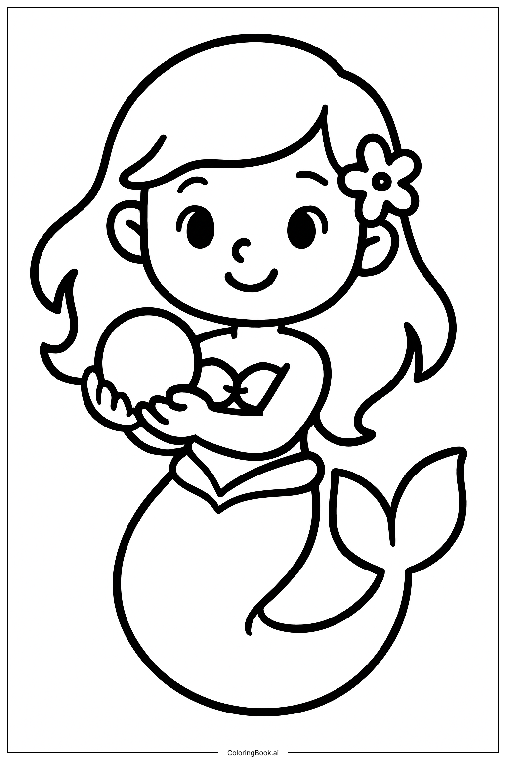  Página para colorear de La Sirenita con Perla 