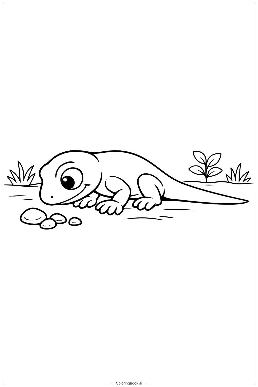  Lizard and Rolling Pebbles Coloring Page 