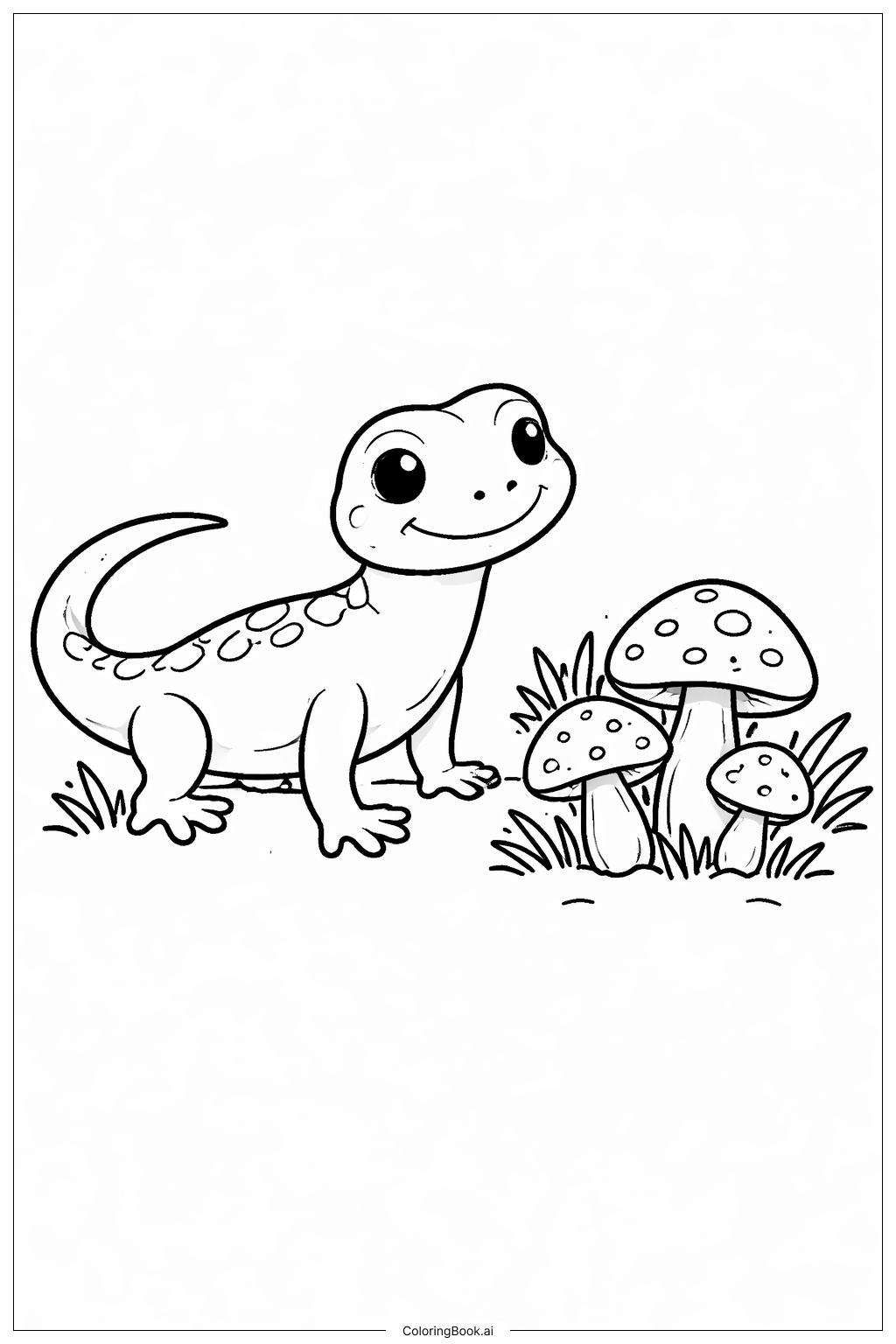  Lizard by Mushroom Patch Coloring Page 