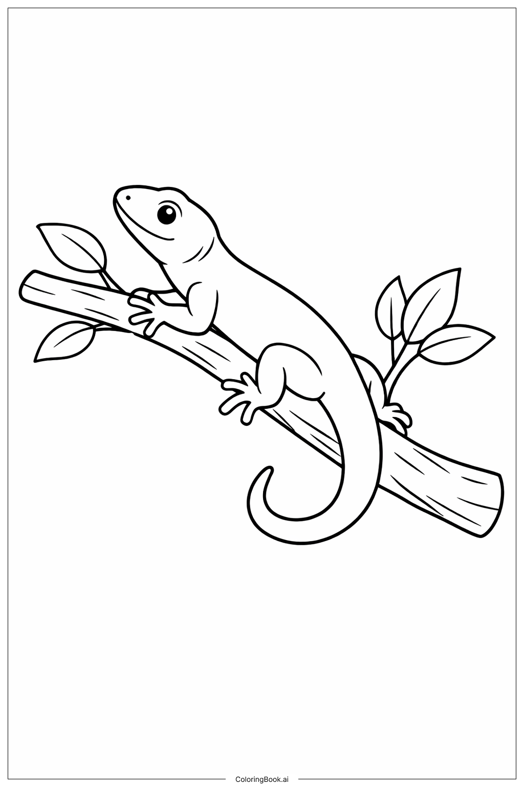  Lizard Climbing Branch Coloring Page 