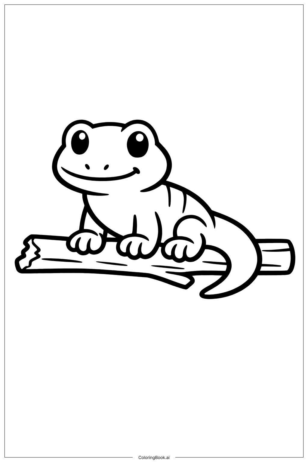  Lizard on Branch Coloring Page 
