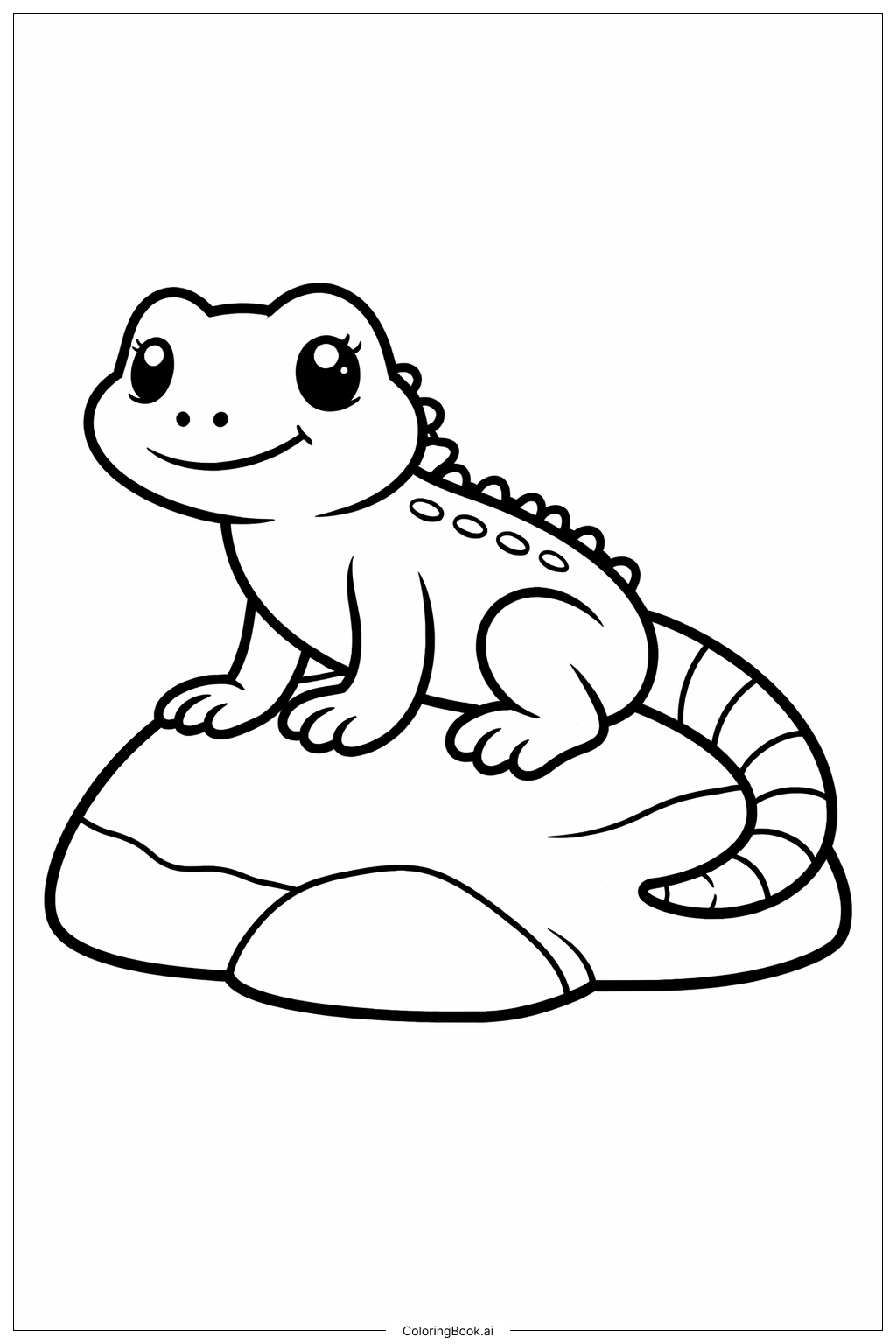  Lizard on Rock Coloring Page 