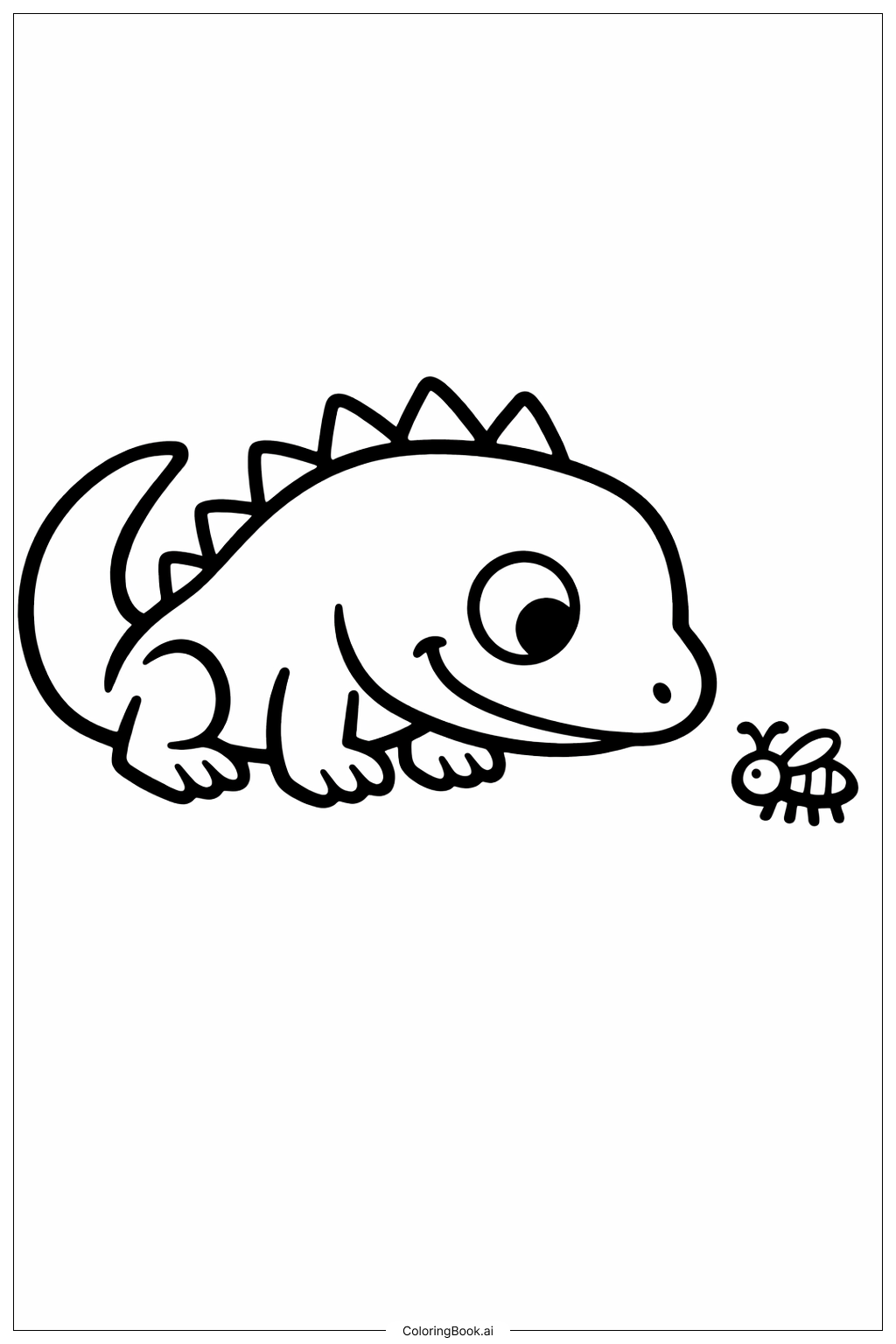  Lizard with Bug Coloring Page 
