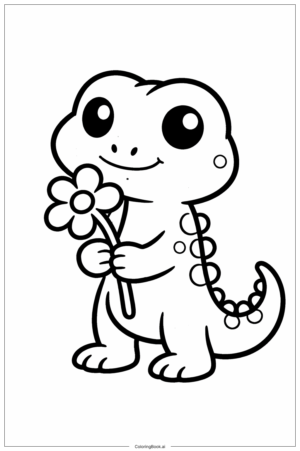  Lizard with Flower Coloring Page 