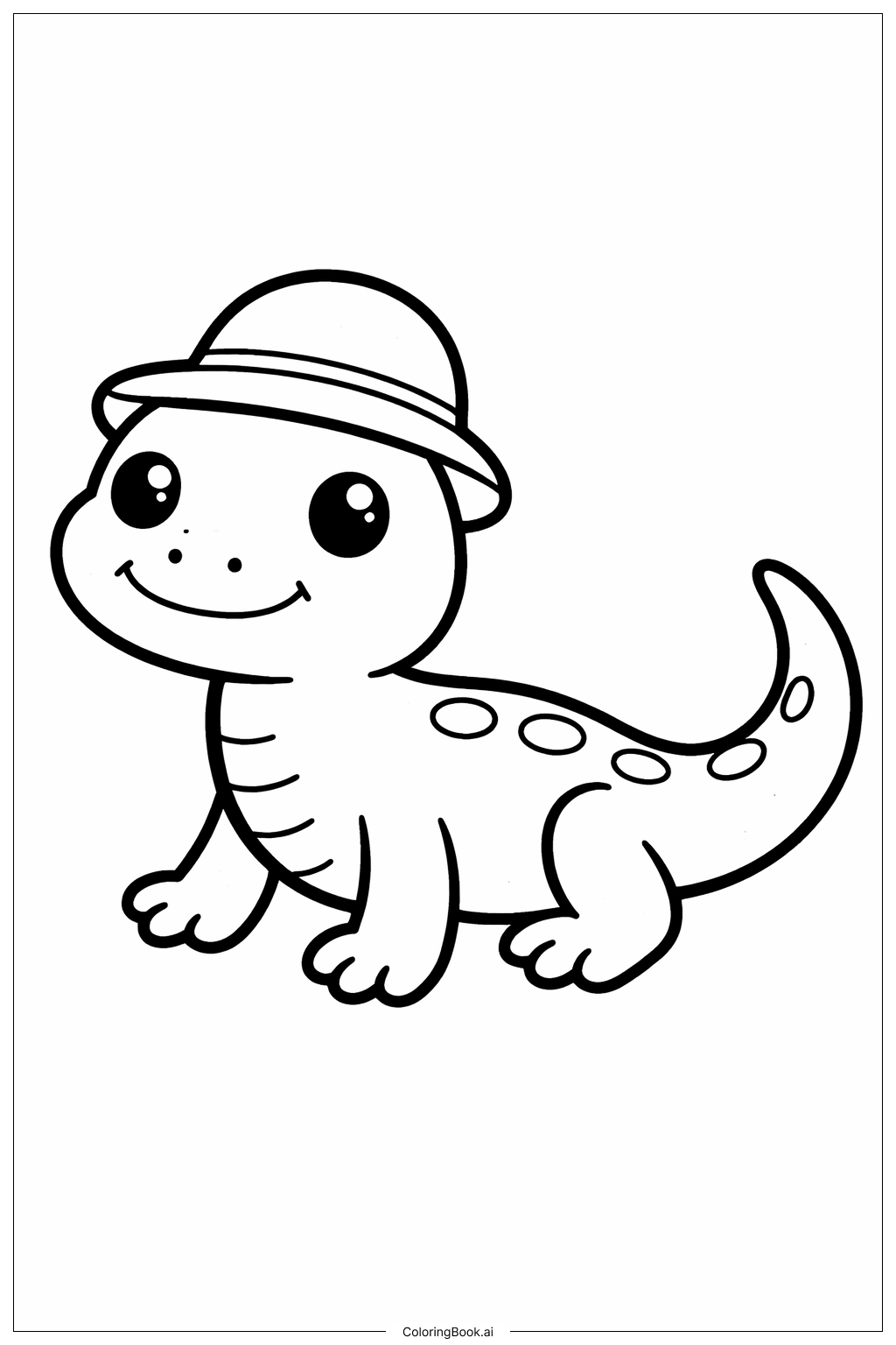  Lizard with Hat Coloring Page 