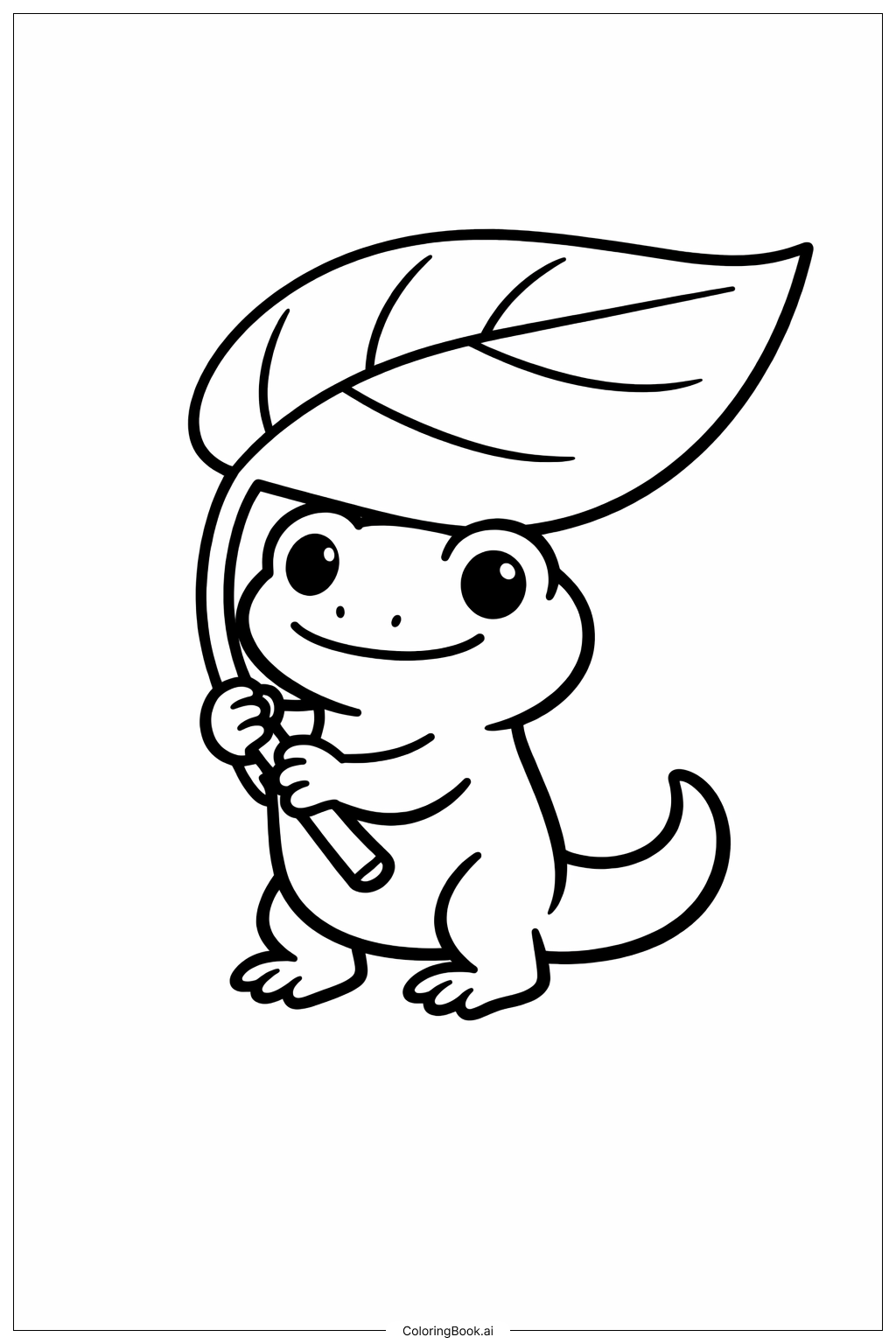  Lizard with Leaf Coloring Page 