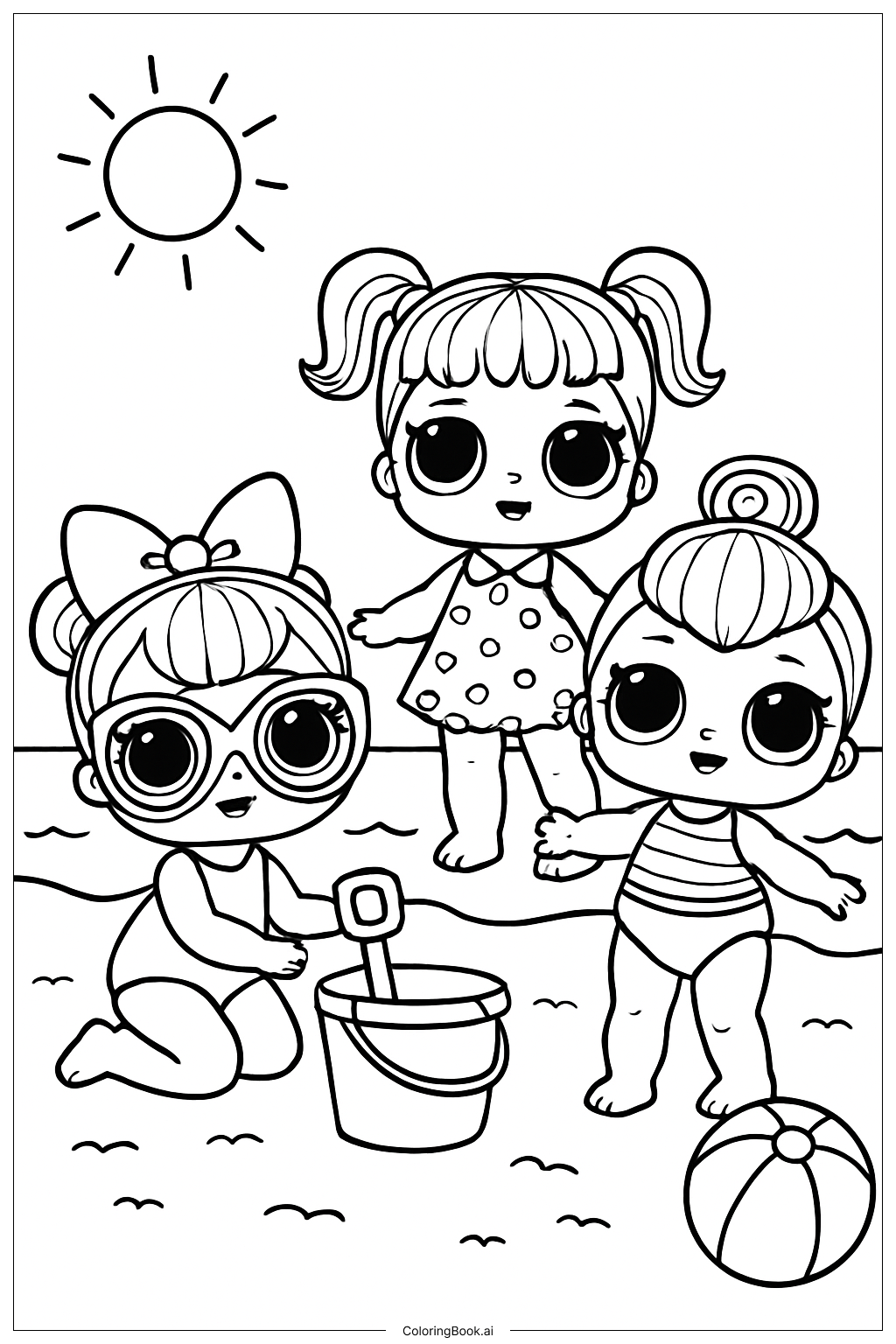 Página para colorir de LOL Dia de Praia