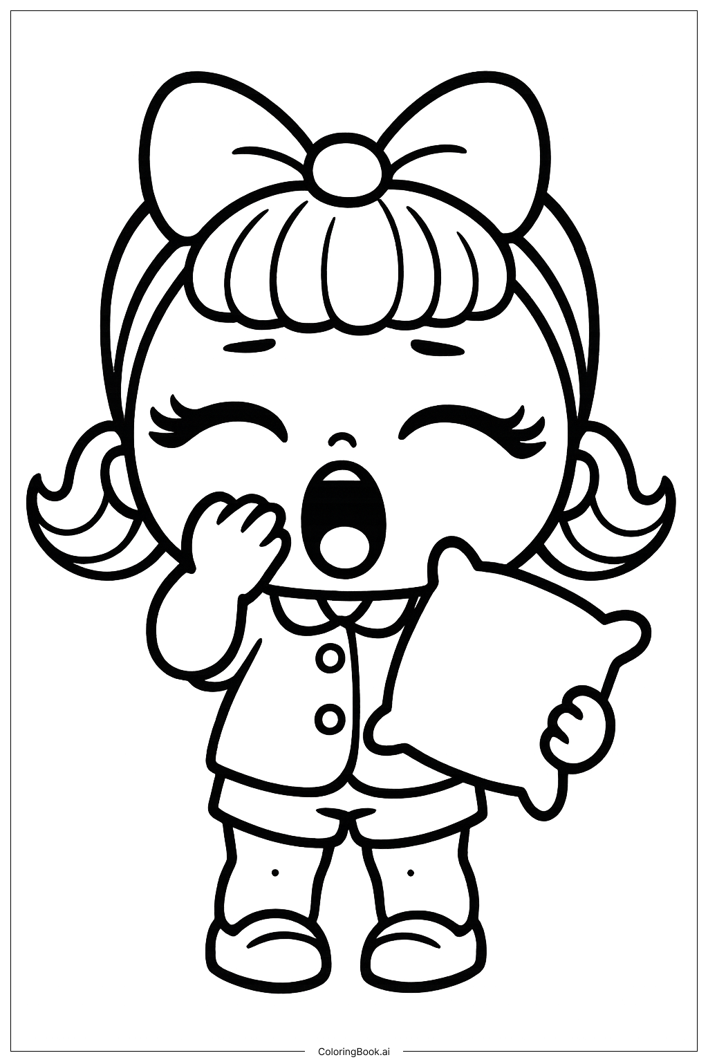 Página para colorir de LOL Bocejo na Hora de Dormir