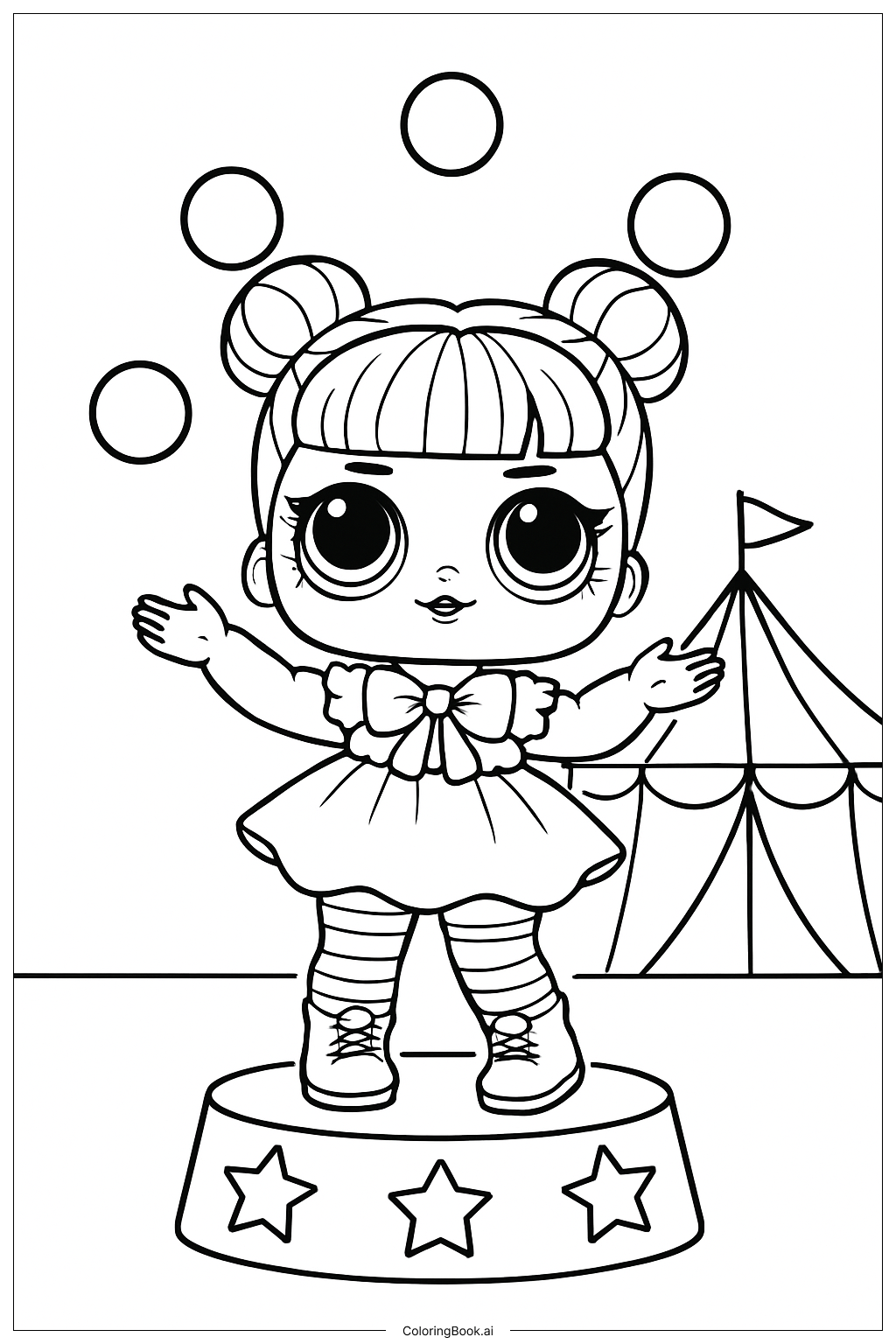 Página para colorir de Performance de Circo LOL