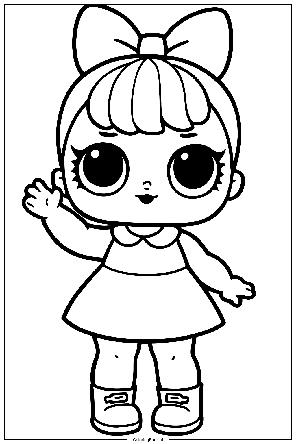 Página para colorir de Menina LOL Acenando