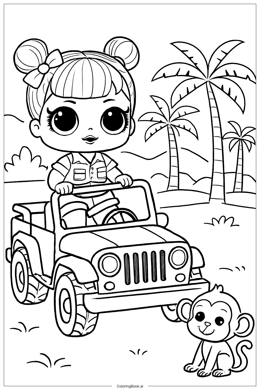 Página para colorir de Passeio LOL na Selva Safari