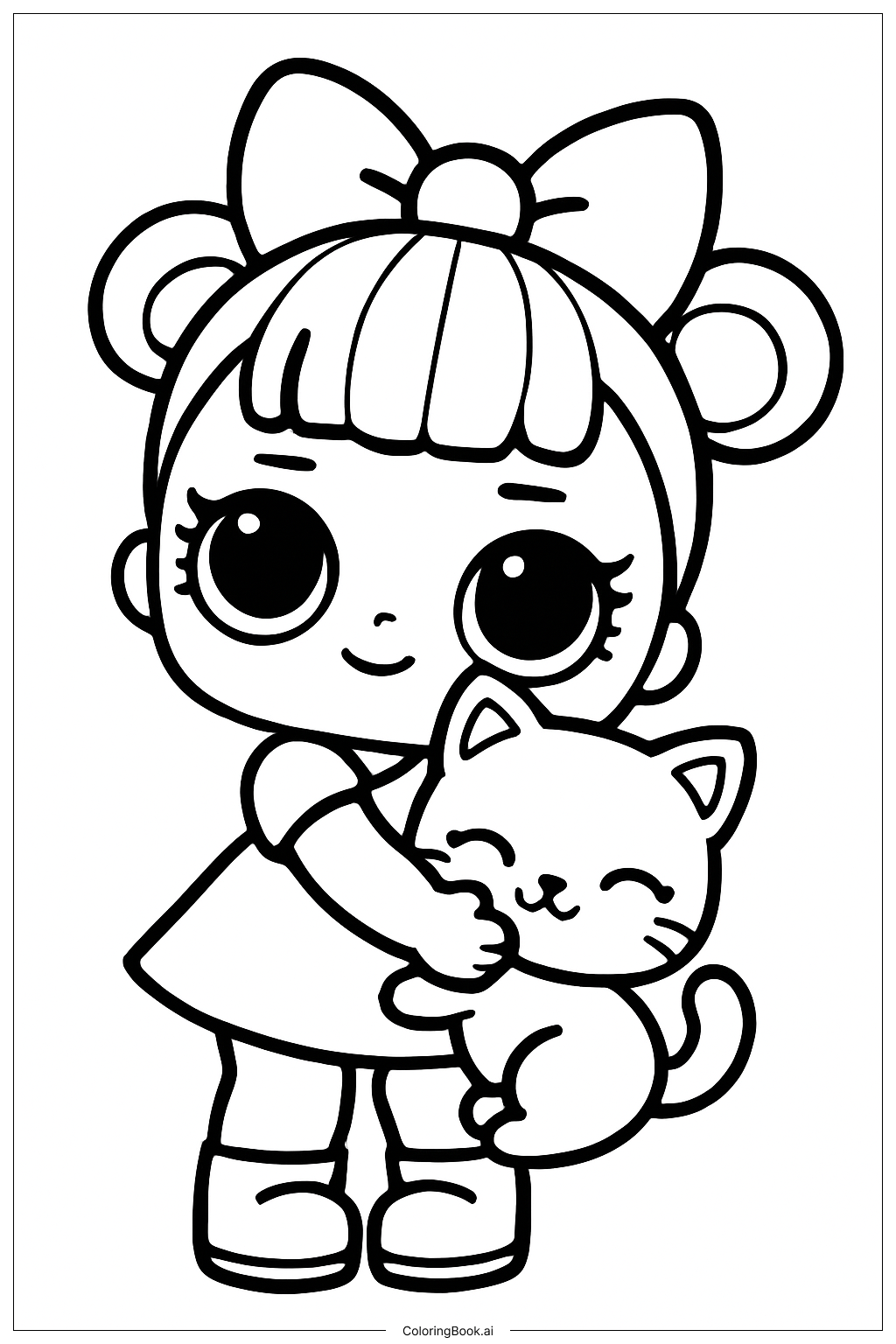 Página para colorir de LOL Kitty Hug
