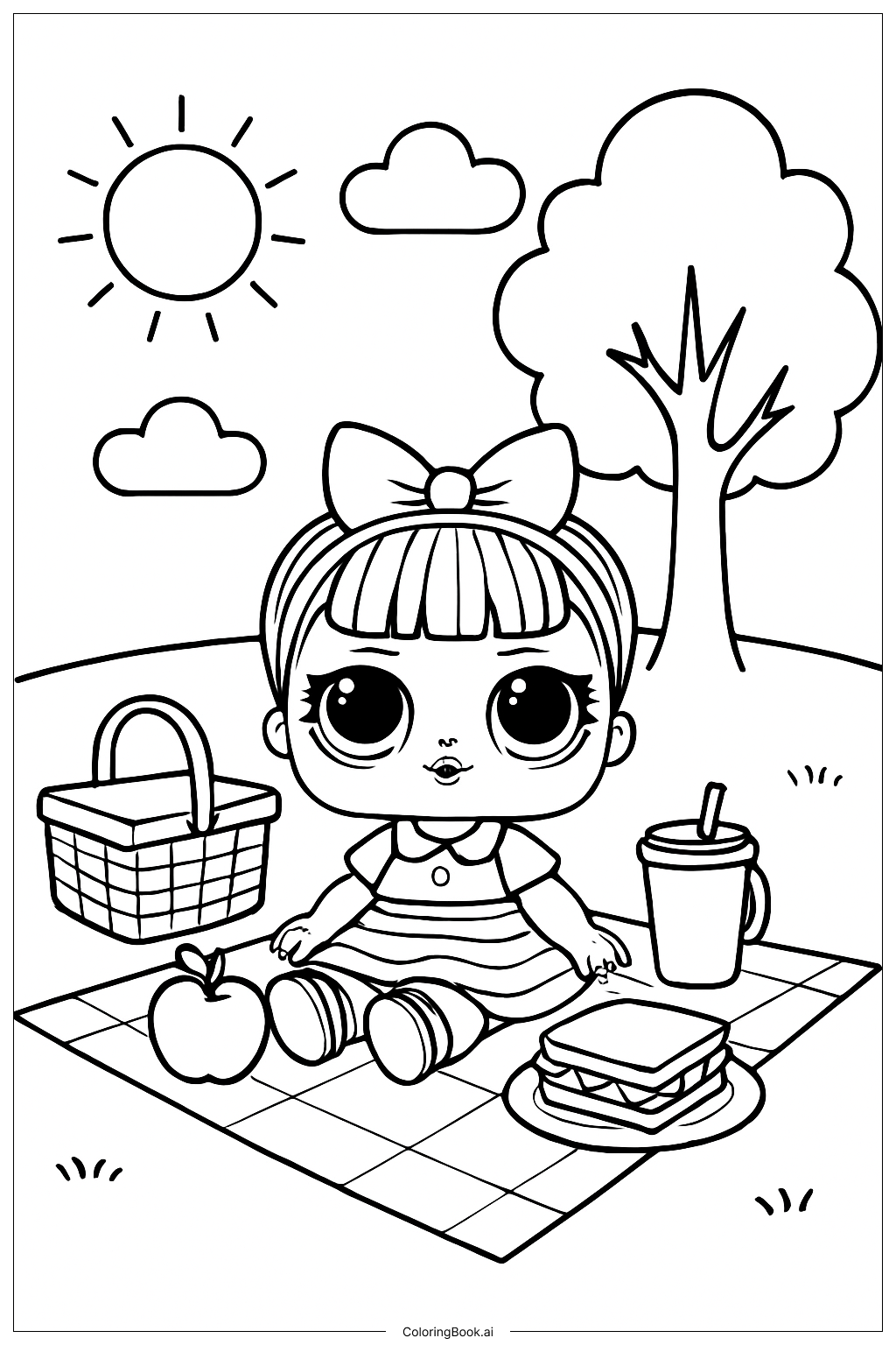 Página para colorir de LOL Piquenique no Parque