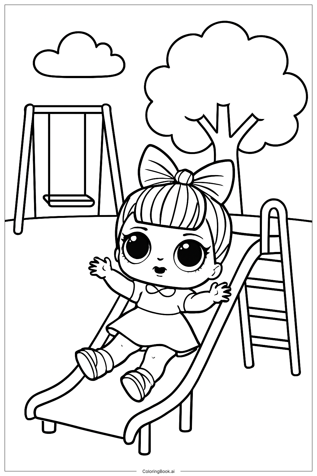 Página para colorir de Escorregador do Playground LOL