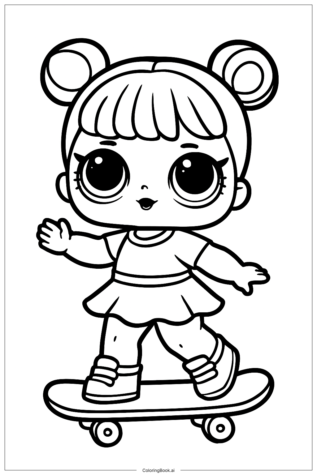 Página para colorir de Diversão LOL Skateboard