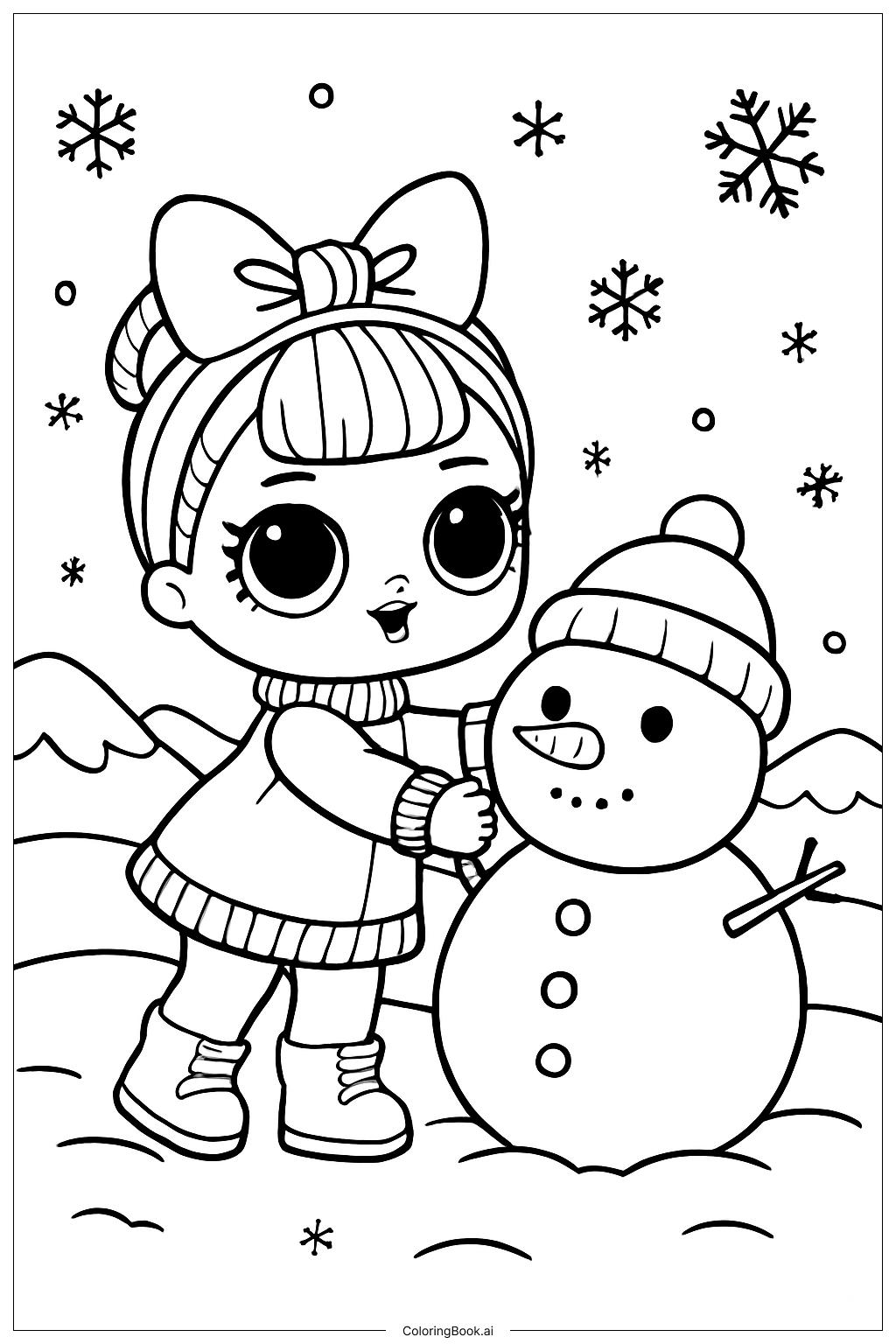 Página para colorir de LOL Dia Divertido na Neve