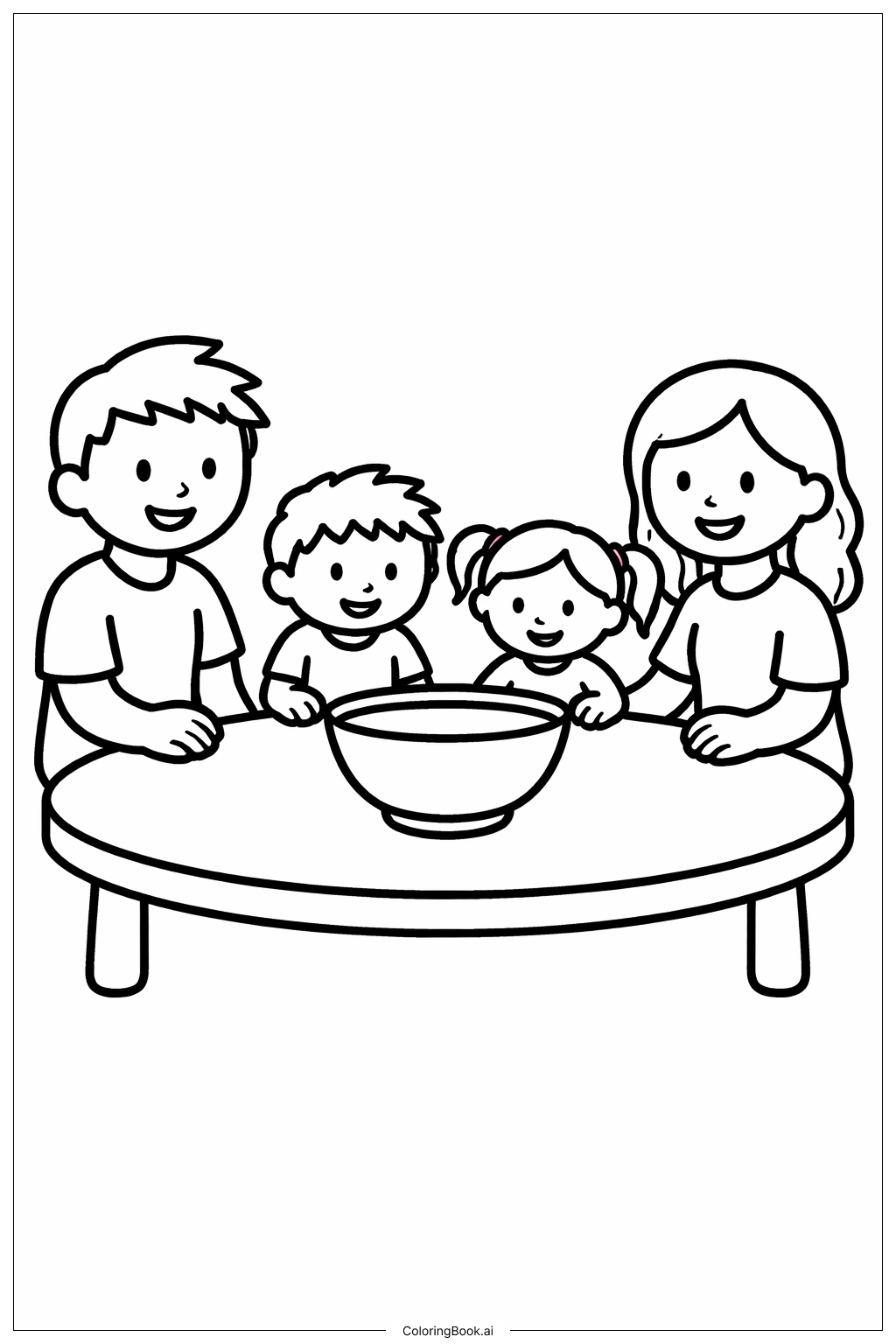  农历新年家庭聚餐填色页 