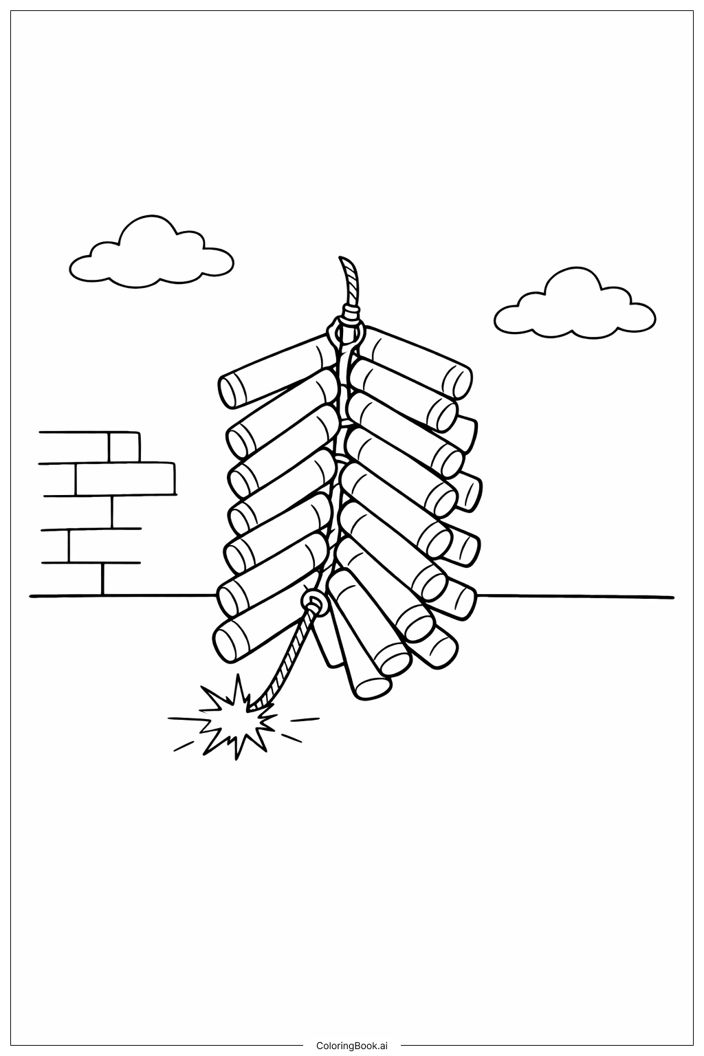  春节鞭炮合集填色页 