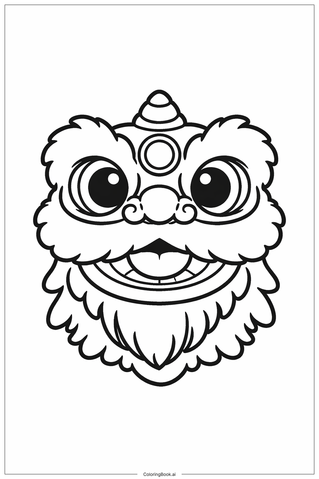  农历新年舞狮面具填色页 