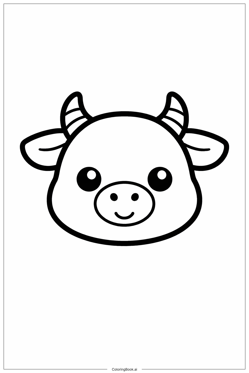  农历新年牛脸填色页 