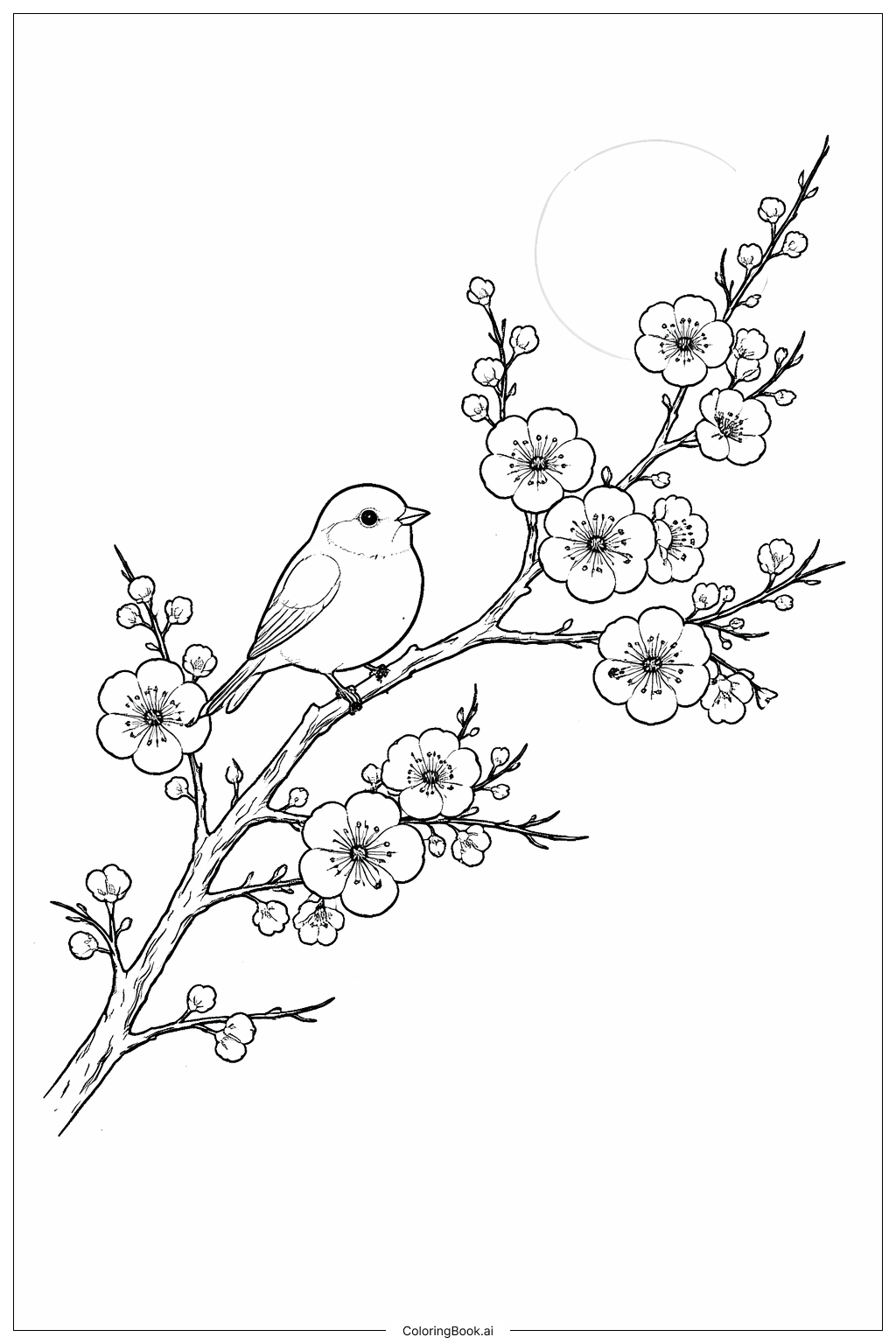  农历新年梅花枝填色页 