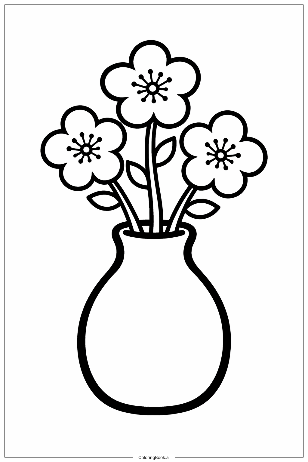  农历新年梅花瓶填色页 