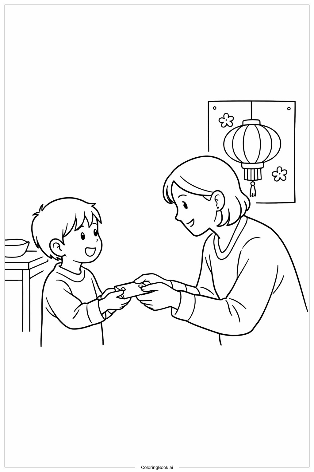  农历新年红包交换填色页 