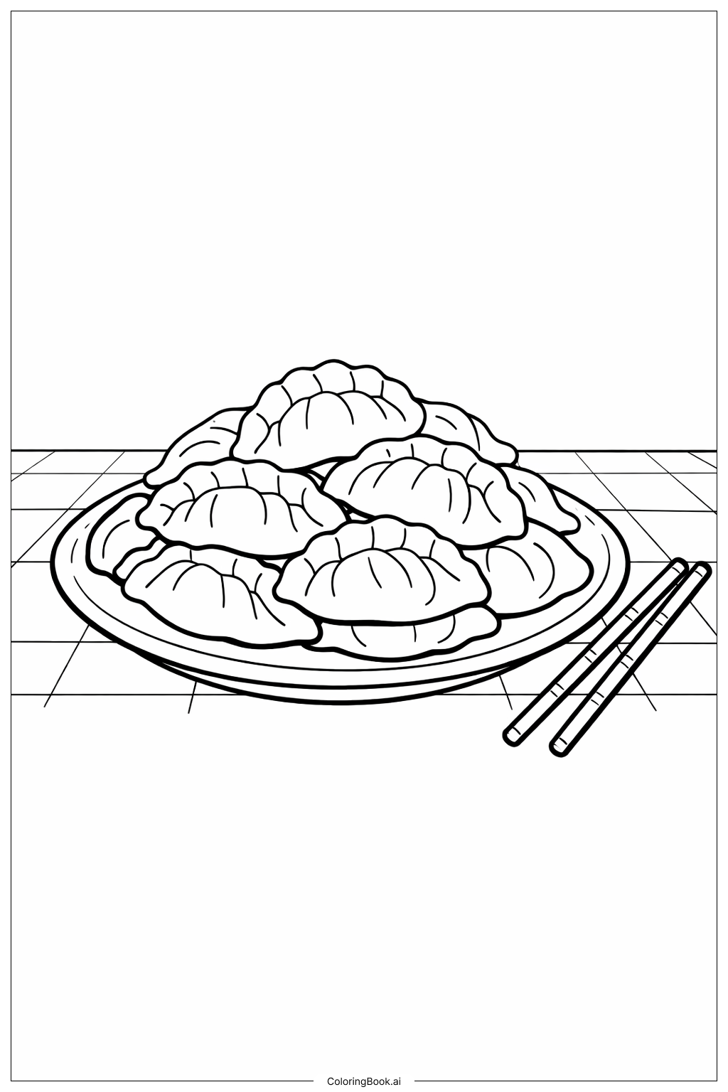  Lunar New Year Stacked Dumplings Coloring Page 