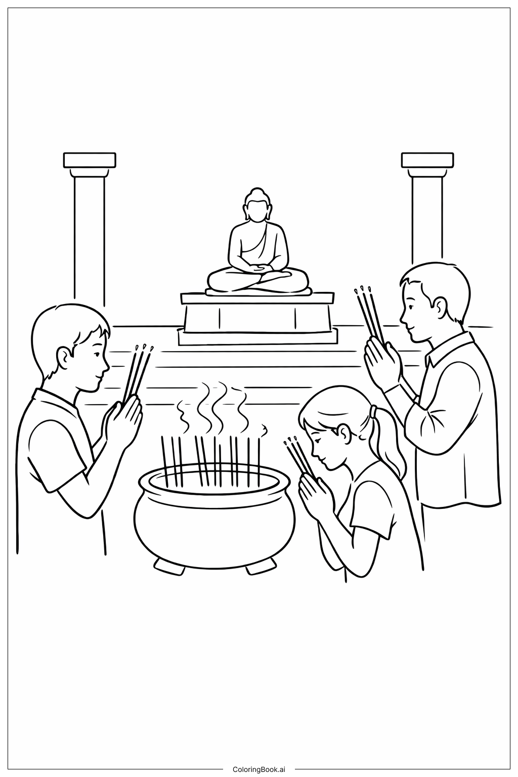  农历新年庙会填色页 