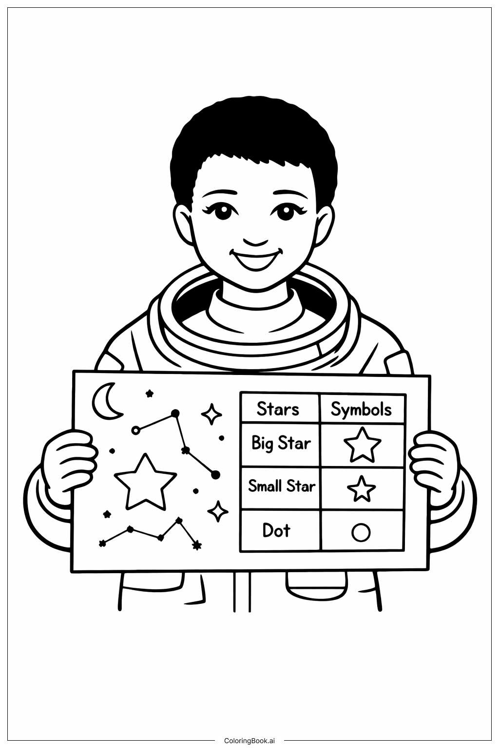  별 지도 들고 있는 메이 제미슨 색칠공부 페이지 
