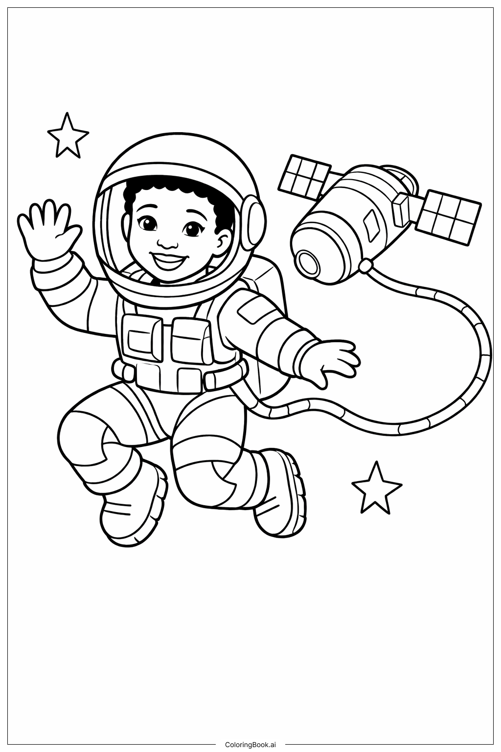  우주 유영 자세의 메이 제미슨 색칠공부 페이지 