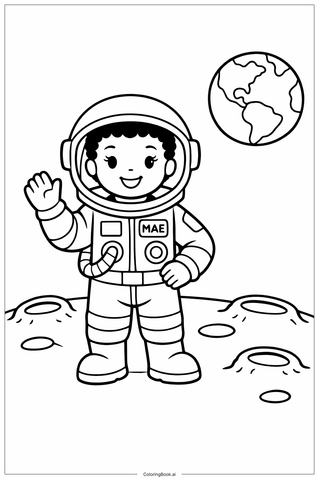  달 표면의 메이 제미슨 색칠공부 페이지 