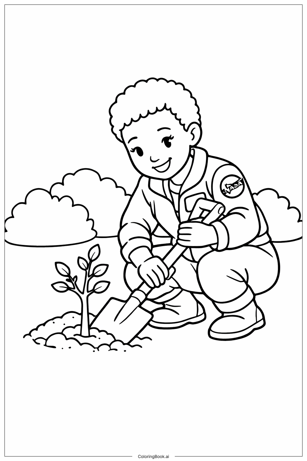  메이 제미슨 나무 심기 기념식 색칠공부 페이지 