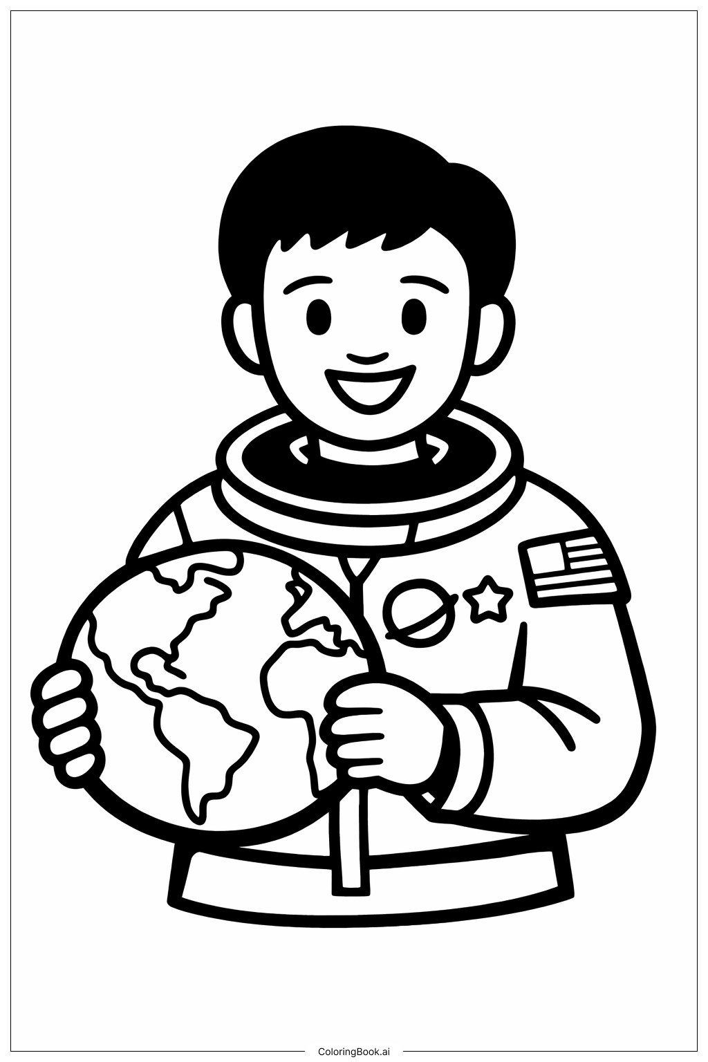  지구본을 든 메이 제미슨 색칠공부 페이지 