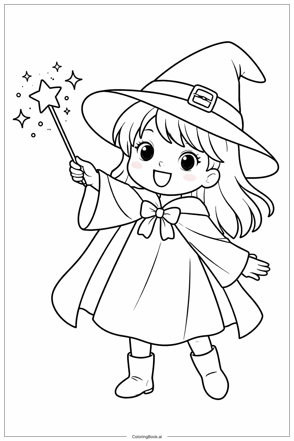  魔法棒角色填色页 