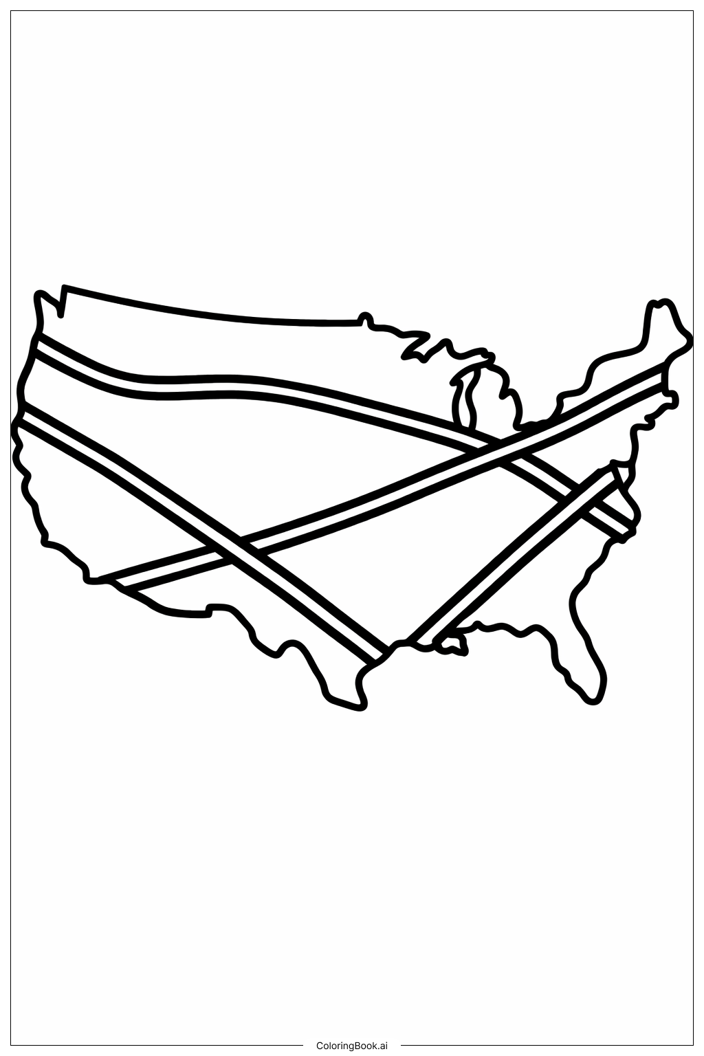  簡單道路的美國地圖著色頁 