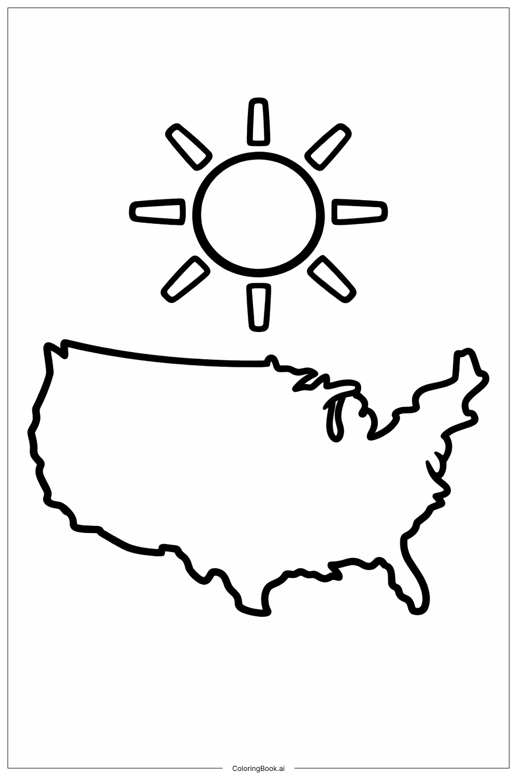 태양이 있는 미국 지도