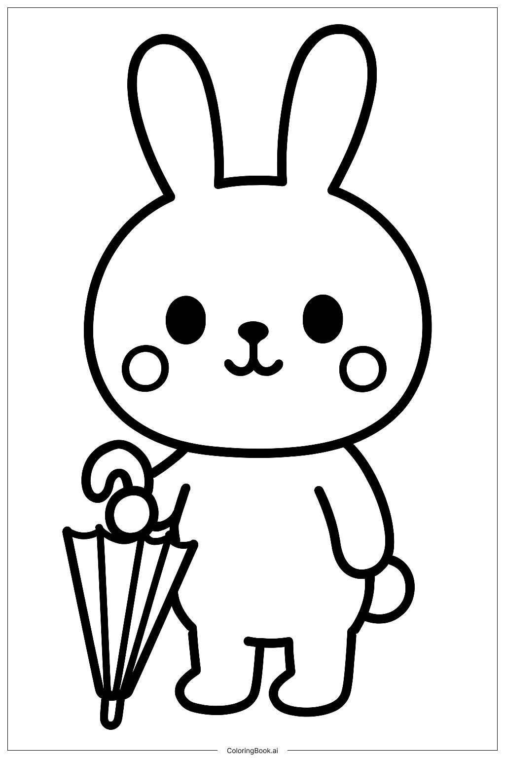  Page de coloriage Lapin de mars avec parapluie 