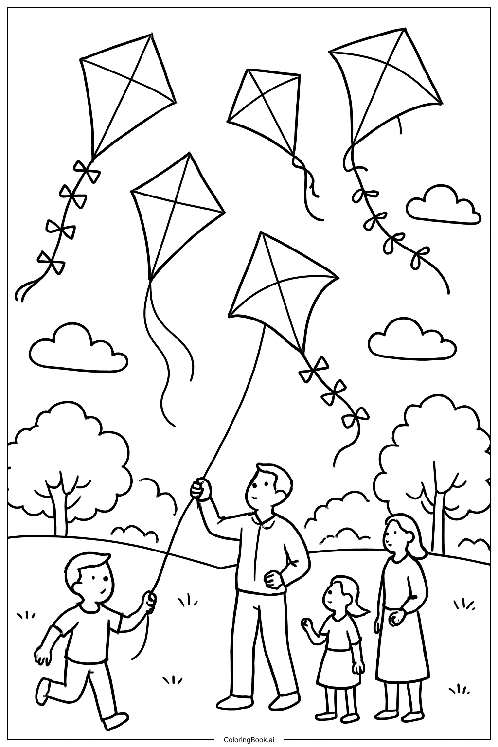  3월 연날리기 축제 색칠공부 페이지 