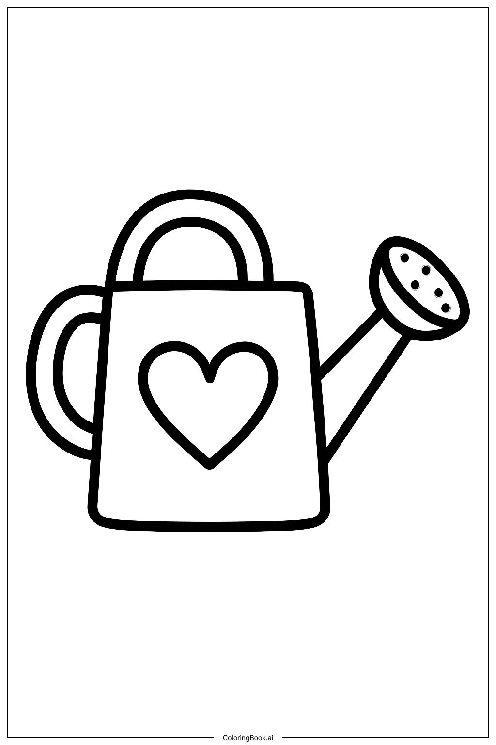 March Garden Watering Can Coloring Page Free PDF PNG Printable 