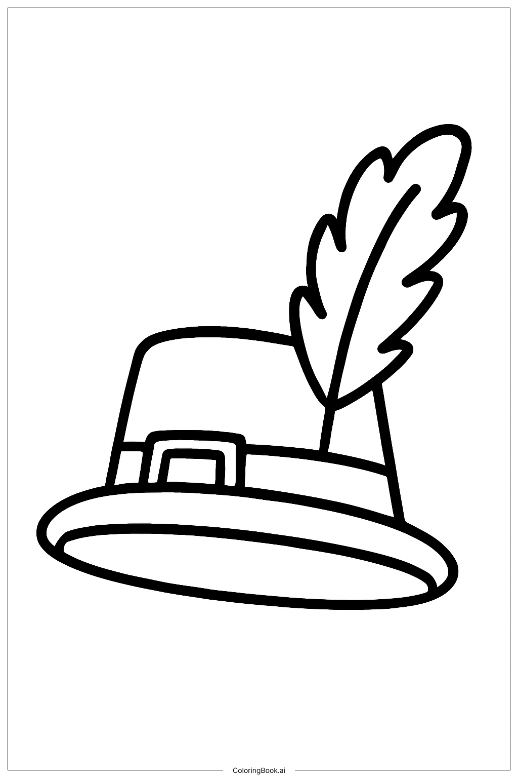  Page de coloriage Chapeau de mars avec plume 