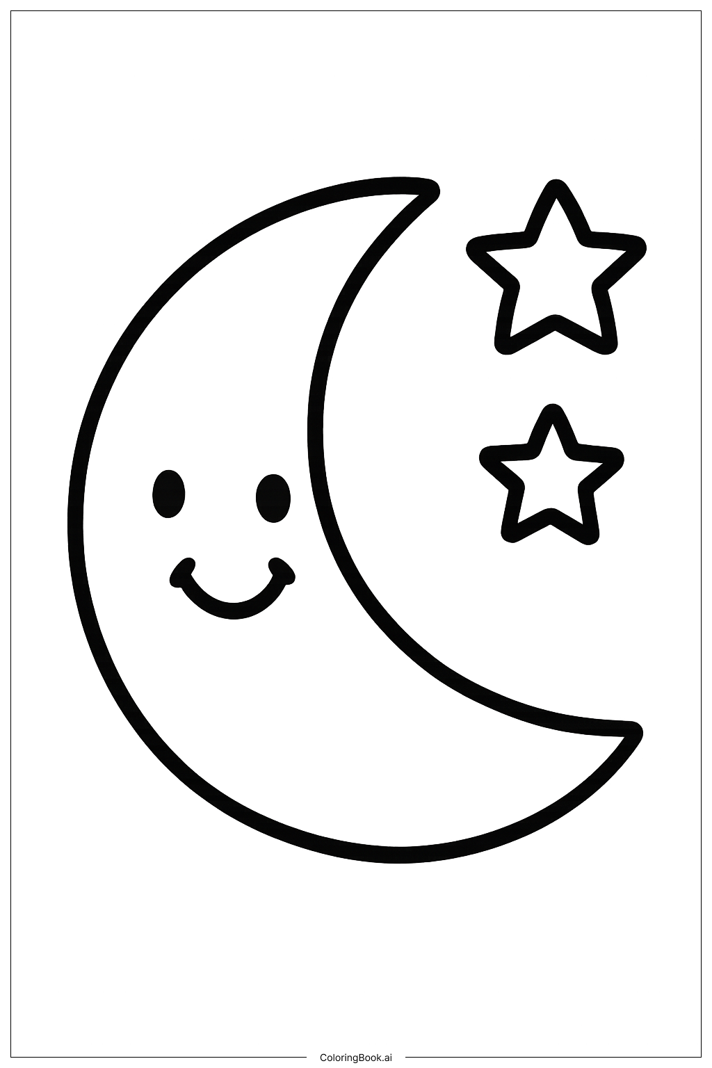  Página para colorir de Lua de Março e Estrelas 