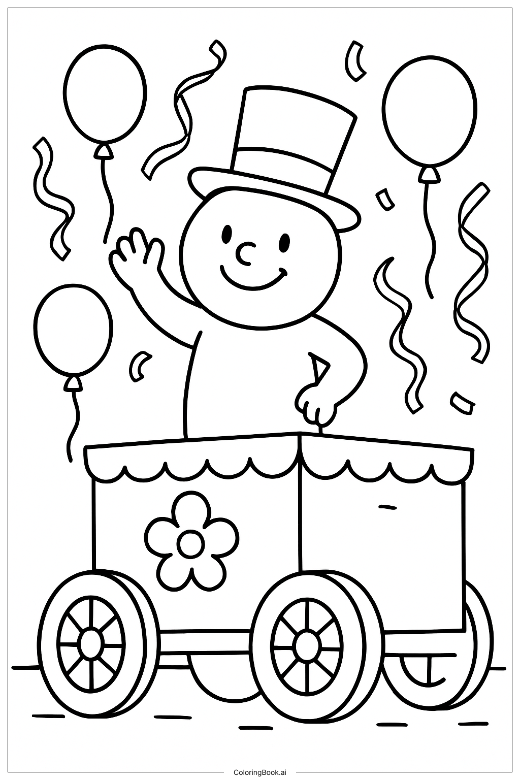  Page de coloriage Char parade de mars 